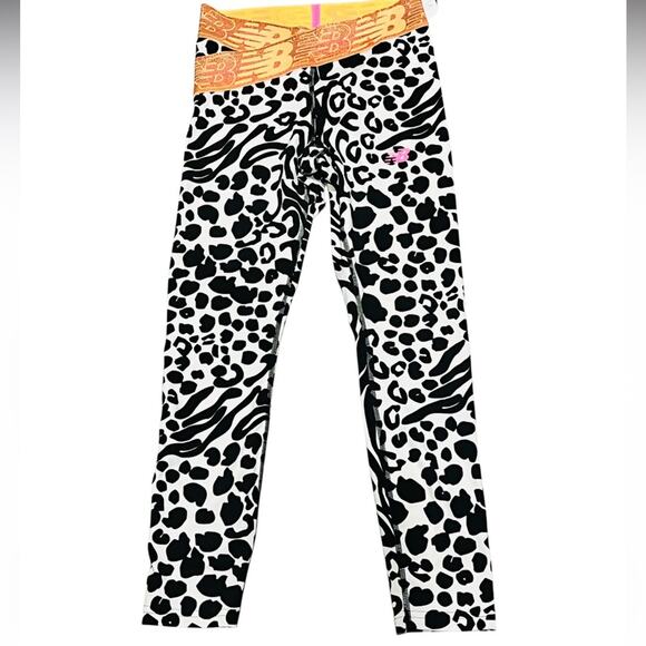 New Balance Relentless Crossover Printed 7/8 Tight - black/white/orange Size S - Picture 4 of 10